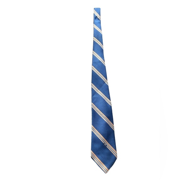 🔥💙Vintage Christian Dior like new silk blend tie blue, tan, white. Preppy! - Picture 2 of 8